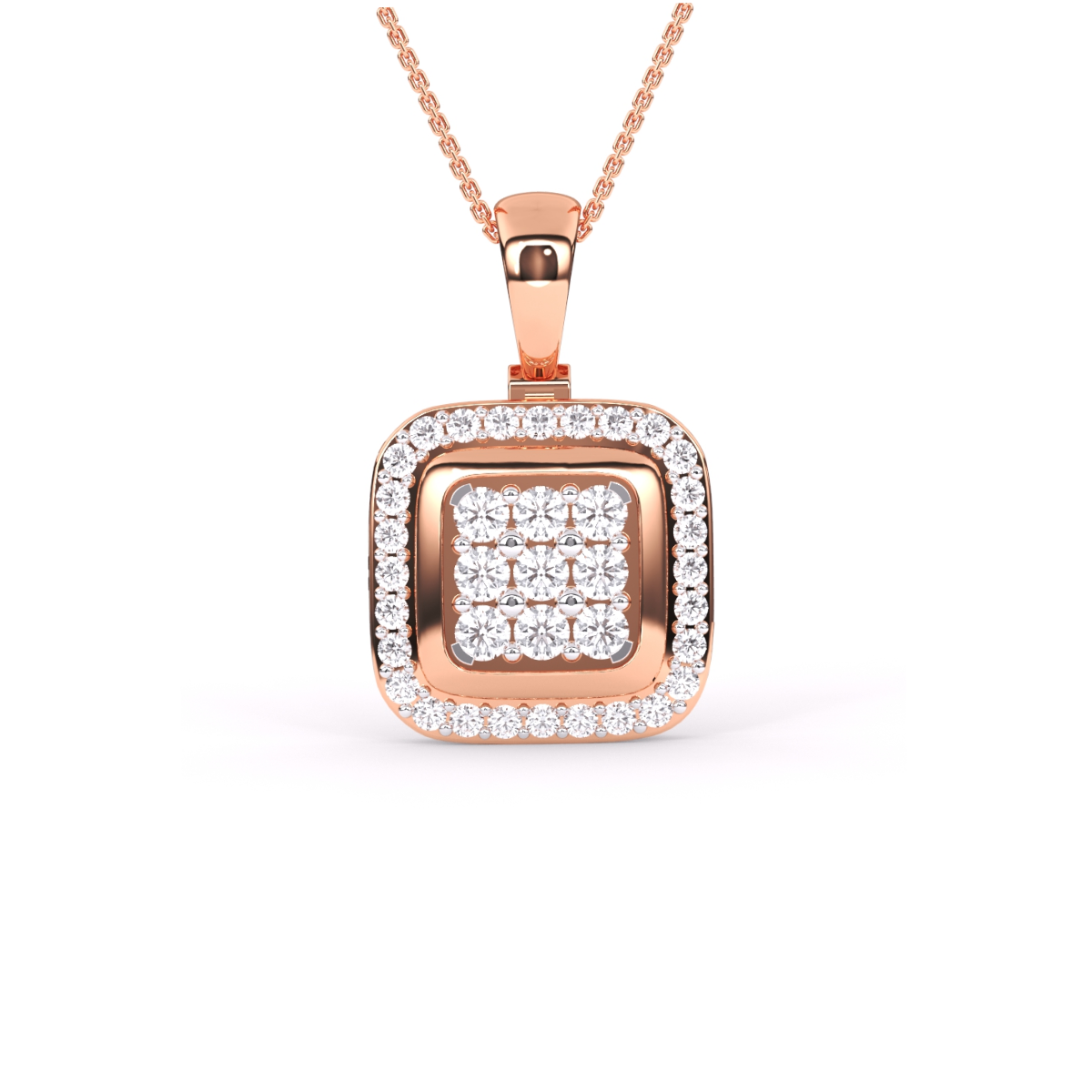 Diamond Cluster Cushion Shape Pendant